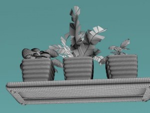 three bush in pots Model 3D