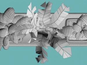 three bush in pots Model 3D