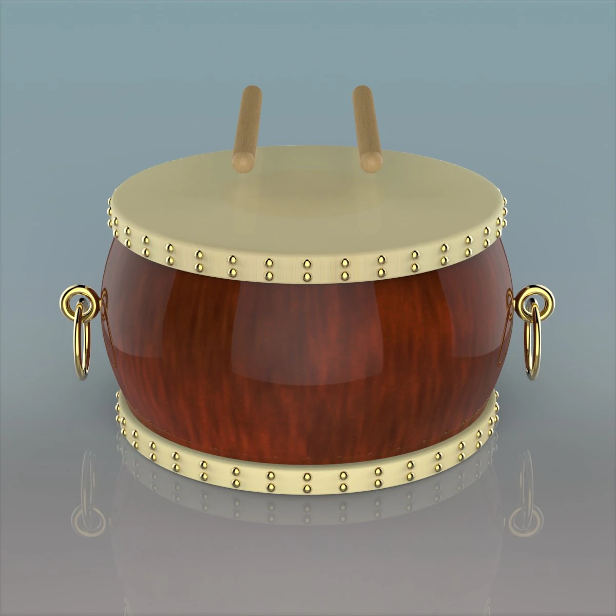 chinese drum 3D Model .c4d .max .obj .3ds .fbx .stl .blend 