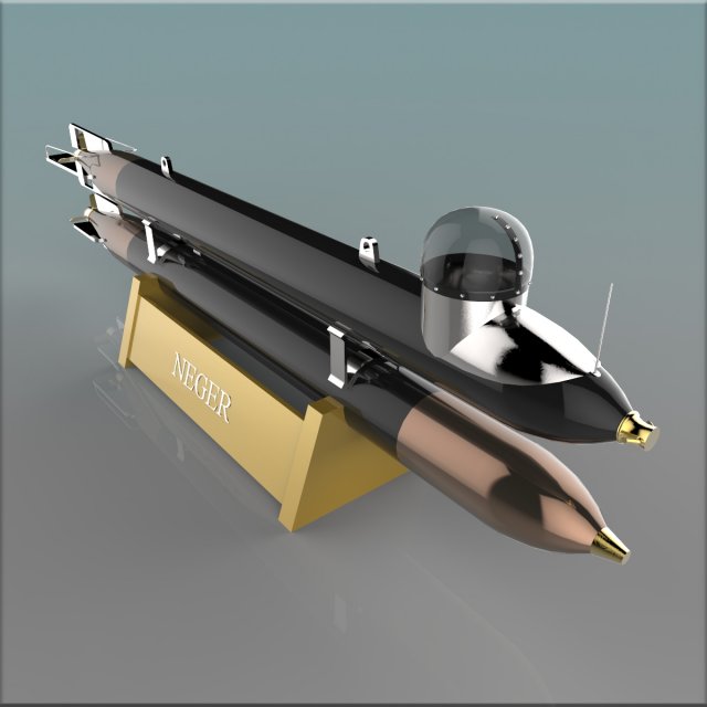 german manned torpedo neger 3D 模型 .c4d .max .obj .3ds .fbx .stl .blend 