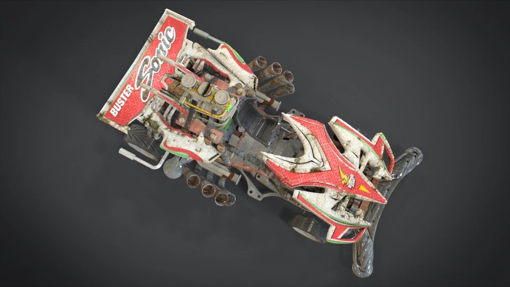 buster sonic with interior and detail machine hot rod mode 3D Model .c4d .max .obj .3ds .fbx .stl .blend 