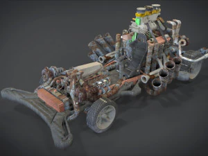 buster sonic with interior and detail machine hot rod mode 3D Model