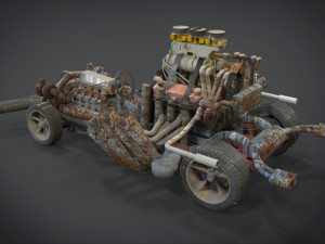 buster sonic with interior and detail machine hot rod mode 3D Model