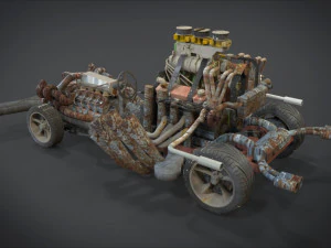 buster sonic with interior and detail machine hot rod mode 3D Model