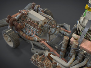 buster sonic with interior and detail machine hot rod mode 3D Model