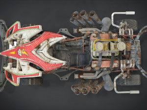 buster sonic with interior and detail machine hot rod mode 3D Model