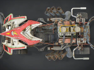 buster sonic with interior and detail machine hot rod mode 3D Model