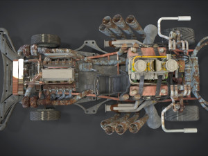 buster sonic with interior and detail machine hot rod mode 3D Model