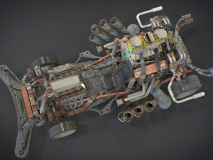 buster sonic with interior and detail machine hot rod mode 3D Model