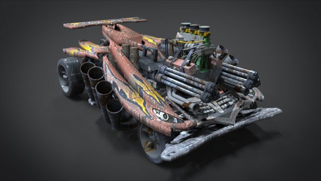 red spin viper with interior and detail machine hot rod mode plus gatling 3D Model .c4d .max .obj .3ds .fbx .stl .blend 