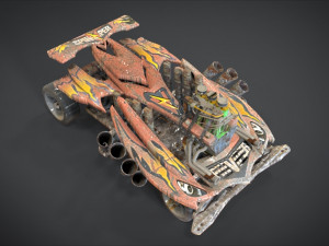 red spin viper with interior and detail machine hot rod mode plus gatling 3D Model