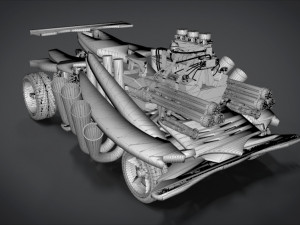 red spin viper with interior and detail machine hot rod mode plus gatling 3D Model