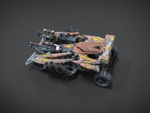 red spin viper with interior and detail machine hot rod mode plus gatling 3D Model