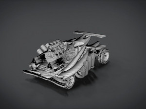 red spin viper with interior and detail machine hot rod mode plus gatling 3D Model