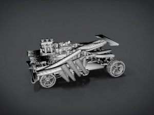 red spin viper with interior and detail machine hot rod mode plus gatling 3D Model