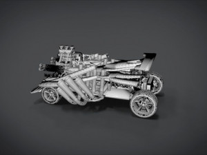red spin viper with interior and detail machine hot rod mode plus gatling 3D Model