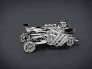 red spin viper with interior and detail machine hot rod mode plus gatling 3D Model