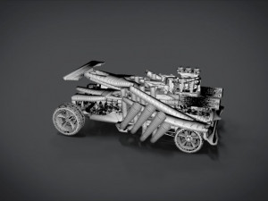 red spin viper with interior and detail machine hot rod mode plus gatling 3D Model