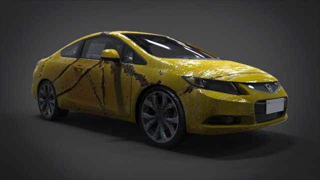 honda civic si full interior with an old rust texture Model 3D .c4d .max .obj .3ds .fbx .stl .blend