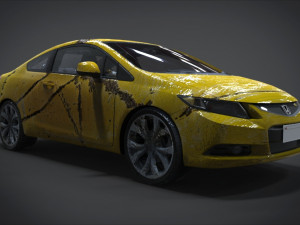 honda civic si full interior with an old rust texture 3D Model