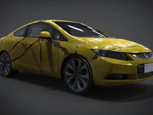古い錆びたテクスチャーを備えたホンダ シビック SI フルインテリア 3Dモデル