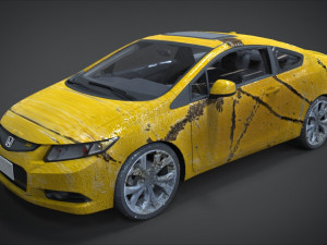 honda civic si full interior with an old rust texture Model 3D