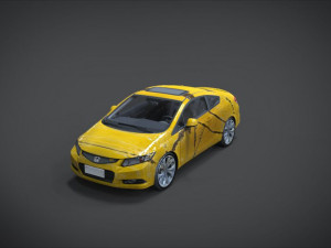 honda civic si full interior with an old rust texture Model 3D