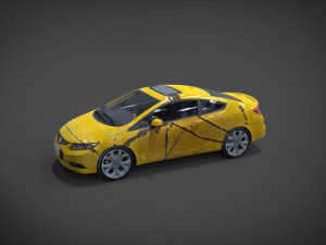honda civic si full interior with an old rust texture Model 3D