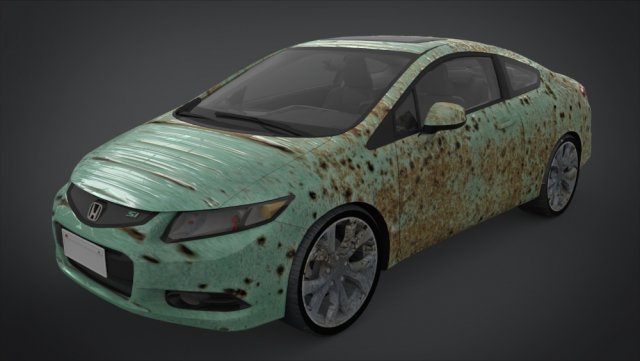 honda civic si full interior with an old rust texture 3D Model .c4d .max .obj .3ds .fbx .stl .blend