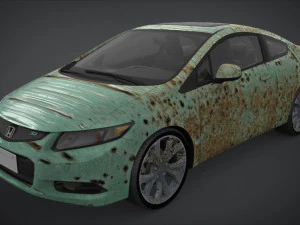 古い錆びたテクスチャーを備えたホンダ シビック SI フルインテリア 3Dモデル