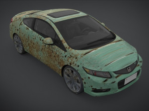 honda civic si full interior with an old rust texture 3D Model