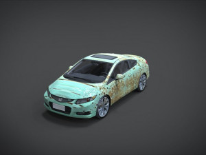 honda civic si full interior with an old rust texture 3D Model