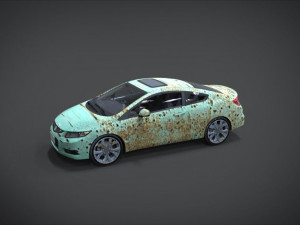 honda civic si full interior with an old rust texture 3D Model
