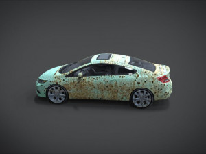 honda civic si full interior with an old rust texture 3D Model