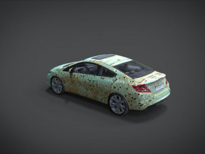 honda civic si full interior with an old rust texture 3D Model