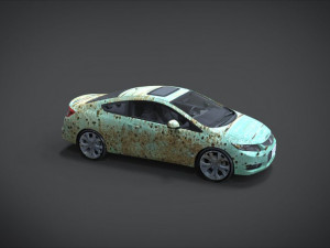 honda civic si full interior with an old rust texture 3D Model