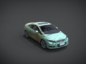 honda civic si full interior with an old rust texture 3D Model