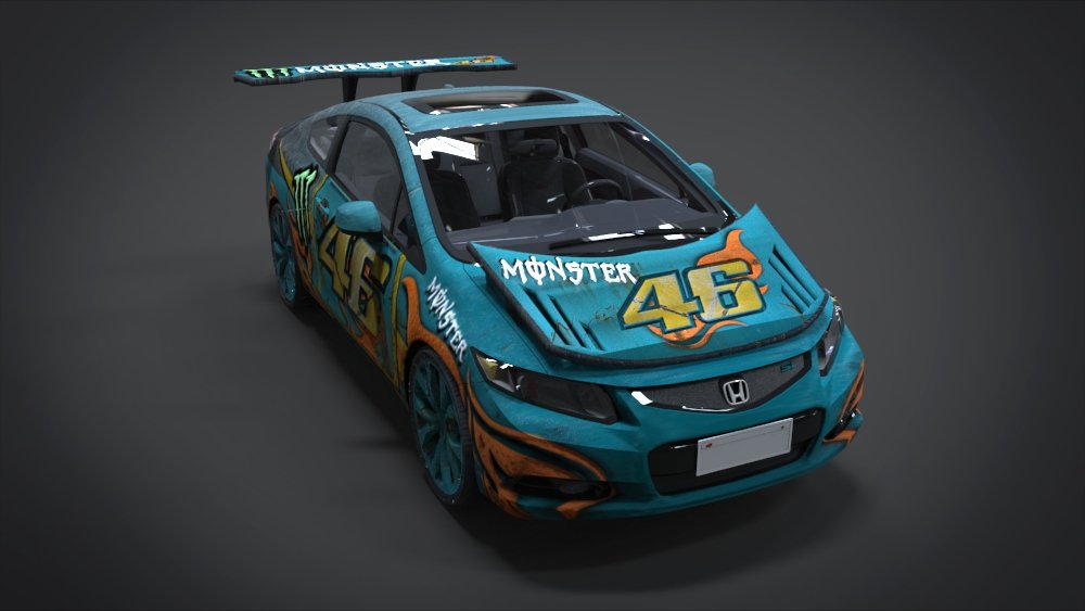 Honda Civic Racing Kit Monster 3d Model In Racing 3dexport