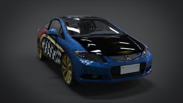 honda civic r and b racing kit 3D Model .c4d .max .obj .3ds .fbx .stl .blend 