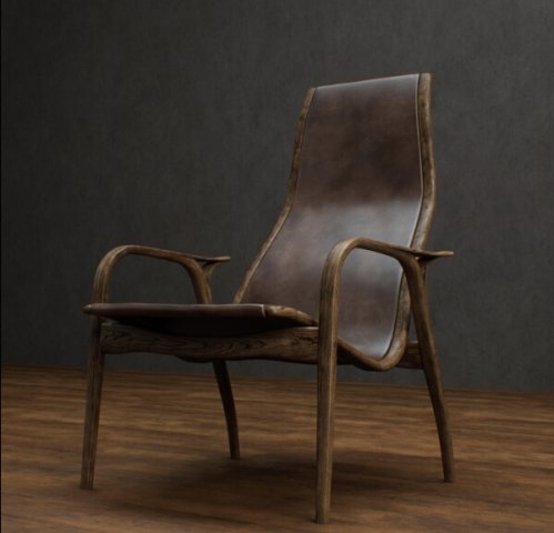 wood and leather armchair 3D मॉडल .c4d .max .obj .3ds .fbx .stl .blend 
