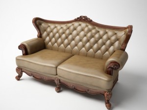 classic leather 3 peoples sofa armchair 3Dモデル