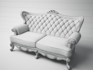 classic leather 3 peoples sofa armchair 3Dモデル
