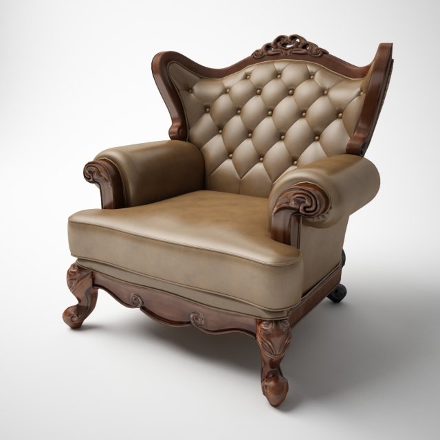 single person classic leather sofa Modello 3D .c4d .max .obj .3ds .fbx .stl .blend 