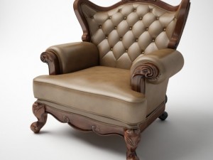 single person classic leather sofa Model 3D