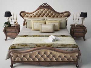 classic leather double bed set 3D 모델
