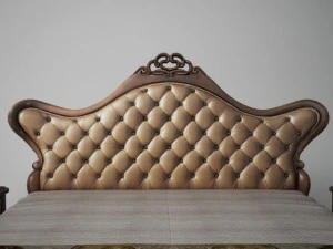 classic leather double bed set 3D Model