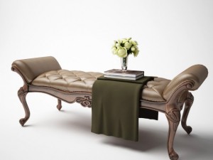 classic leather bed end stool Model 3D
