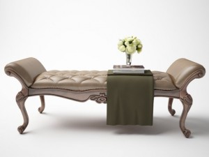 classic leather bed end stool 3D 模型