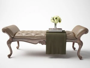 classic leather bed end stool 3D Model