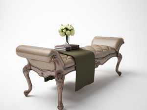 classic leather bed end stool 3D 模型